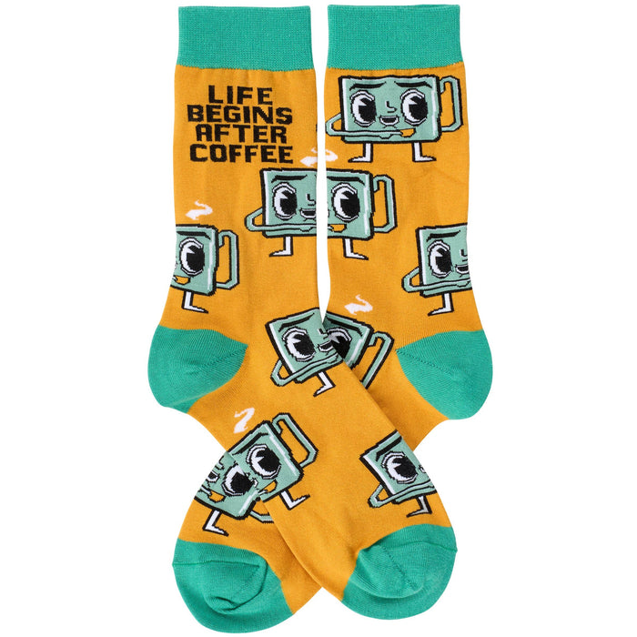 Life Begins After Coffee Socks - Premium Socks from Primitives by Kathy - Just $11.50! Shop now at Pat's Monograms