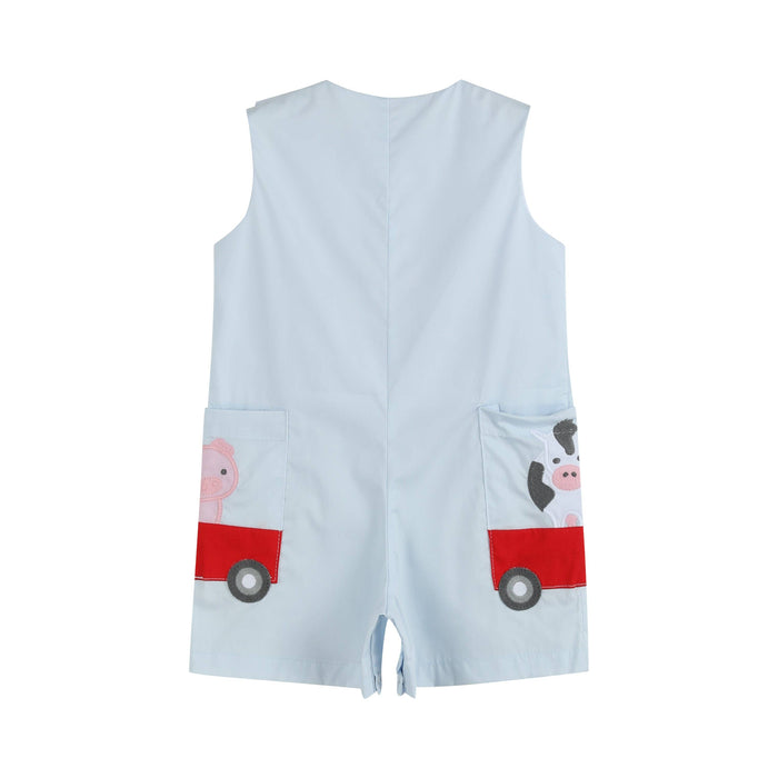 Light Blue Barnyard Pocket Shortalls - Premium Baby & Toddler Outfits from Lil Cactus - Just $35! Shop now at Pat's Monograms