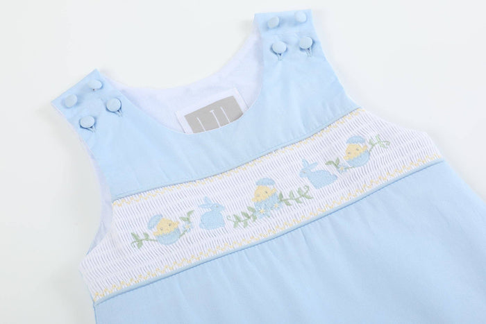 Light Blue Easter Smocked Shortalls - Premium Baby & Toddler Outfits from Lil Cactus - Just $38.95! Shop now at Pat's Monograms
