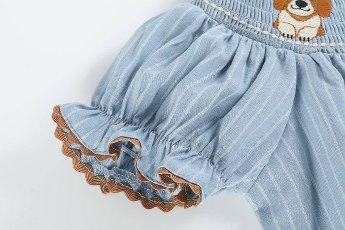 Light Blue Puppy Smocked Bishop Dress - Premium Baby & Toddler Dresses from Lil Cactus - Just $36.95! Shop now at Pat's Monograms