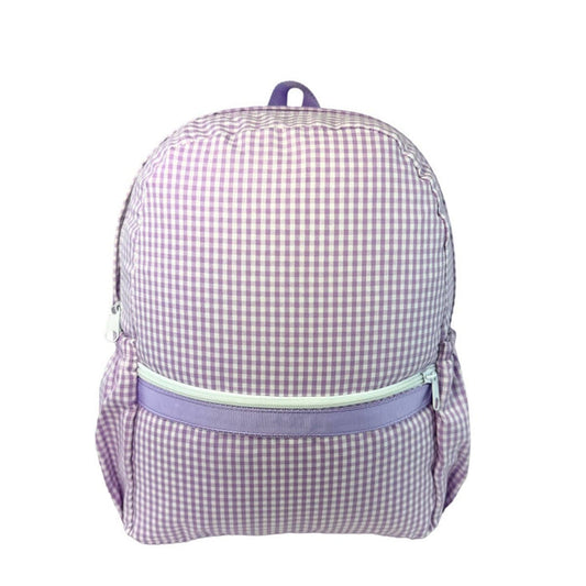 Lilac Gingham Medium Backpack w/ Pocket - Premium  from Mint - Just $33.50! Shop now at Pat's Monograms