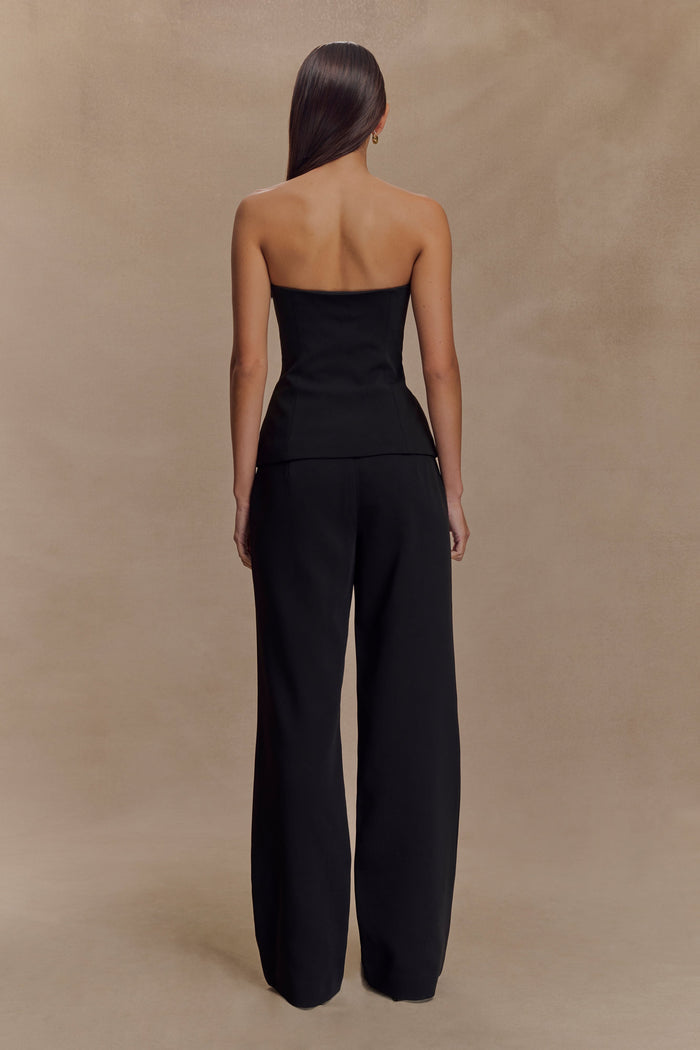 Lindie Strapless Suiting Top - Black