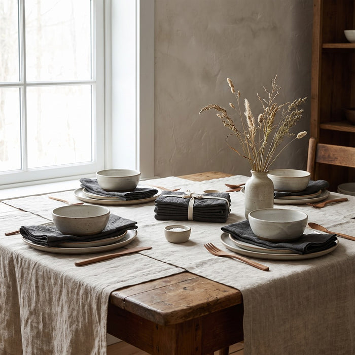 Linen Napkin Set, Charcoal / Set of 4, styled at home