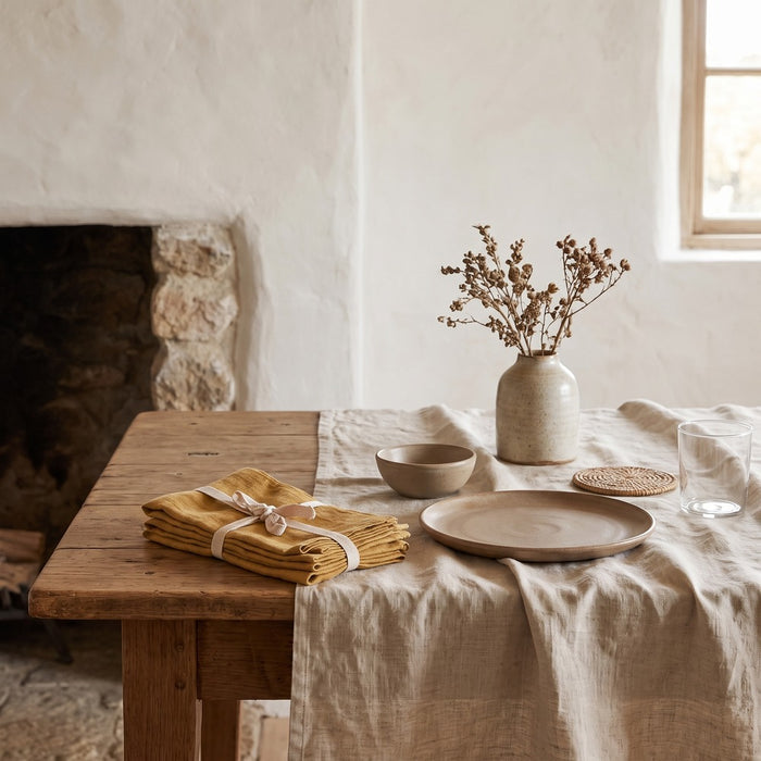 Linen Napkin Set, Yellow / Set of 4, styled at home