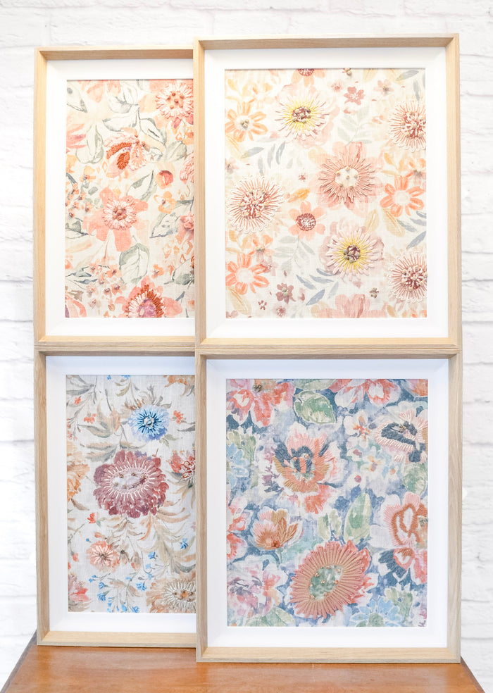 Linen Textured Floral Wall Art