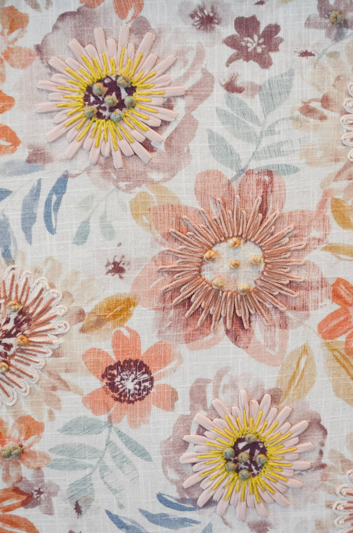 Linen Textured Floral Wall Art