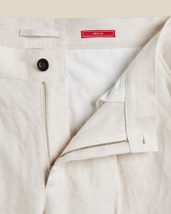 Linen Trousers Single Pleat- Ecru