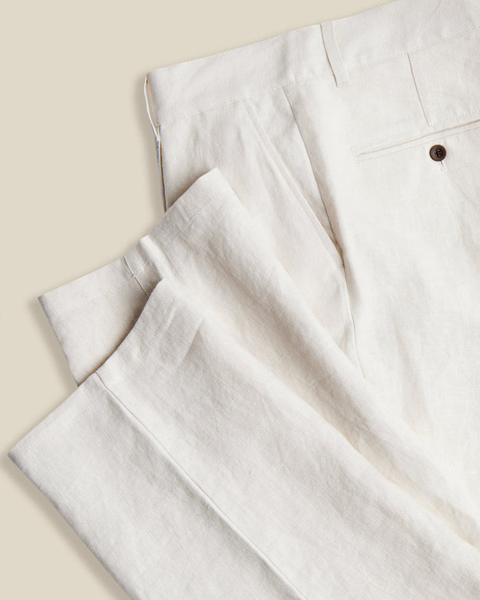 Linen Trousers Single Pleat- Ecru