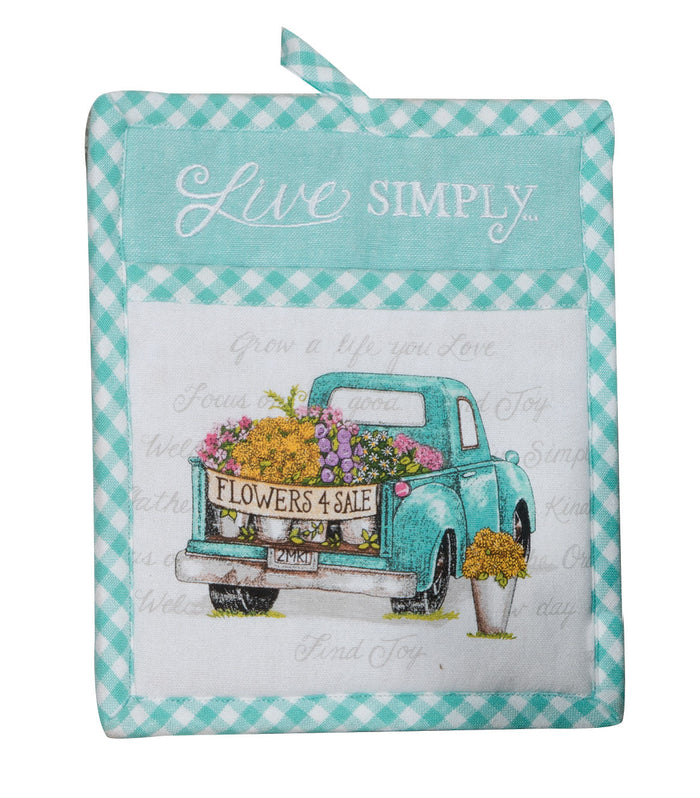 Live Simply Embroidered Pocket Mitt - Premium oven mitt from Kay Dee Designs - Just $8.95! Shop now at Pat's Monograms