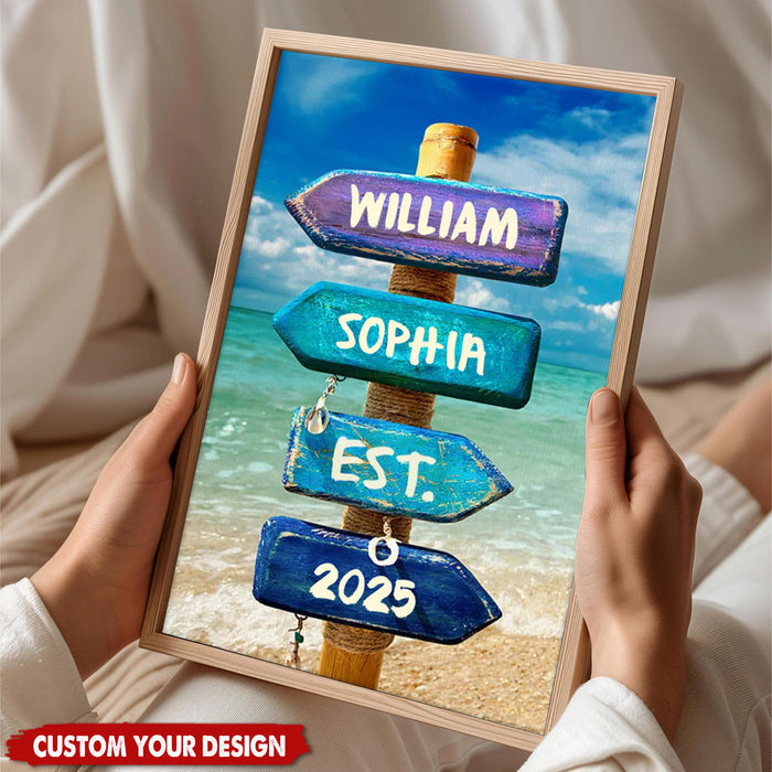 Love You To The Beach And Back - Couple Personalized Custom Vertical Canvas