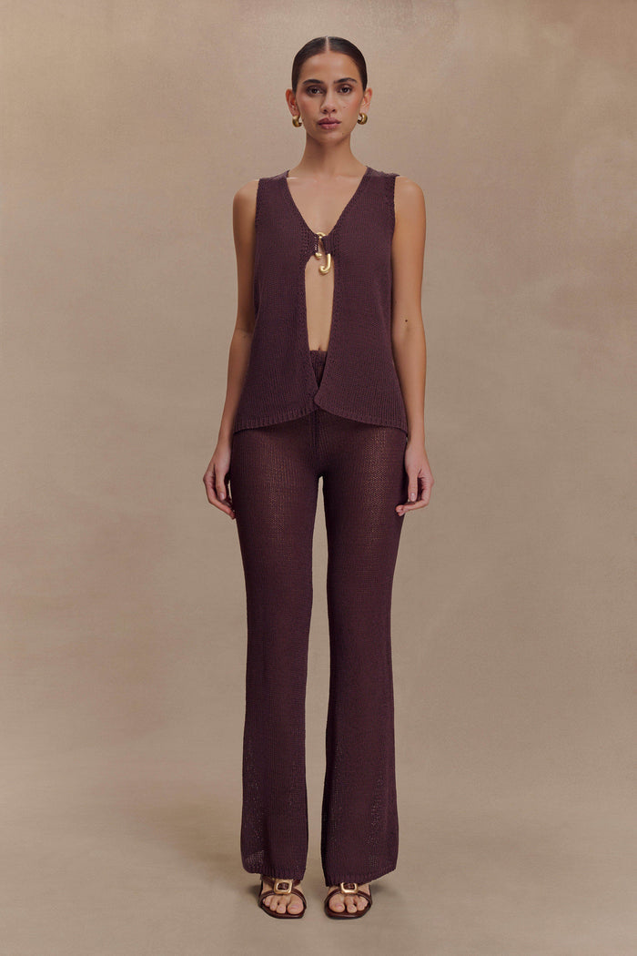 Malani Wide Leg Knit Pants - Chocolate