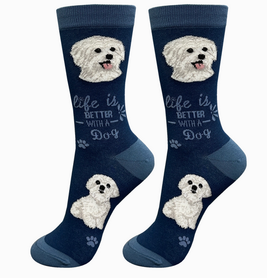 Maltese - Life is Better Socks - Premium Socks from Sock Daddy - Just $10.95! Shop now at Pat's Monograms