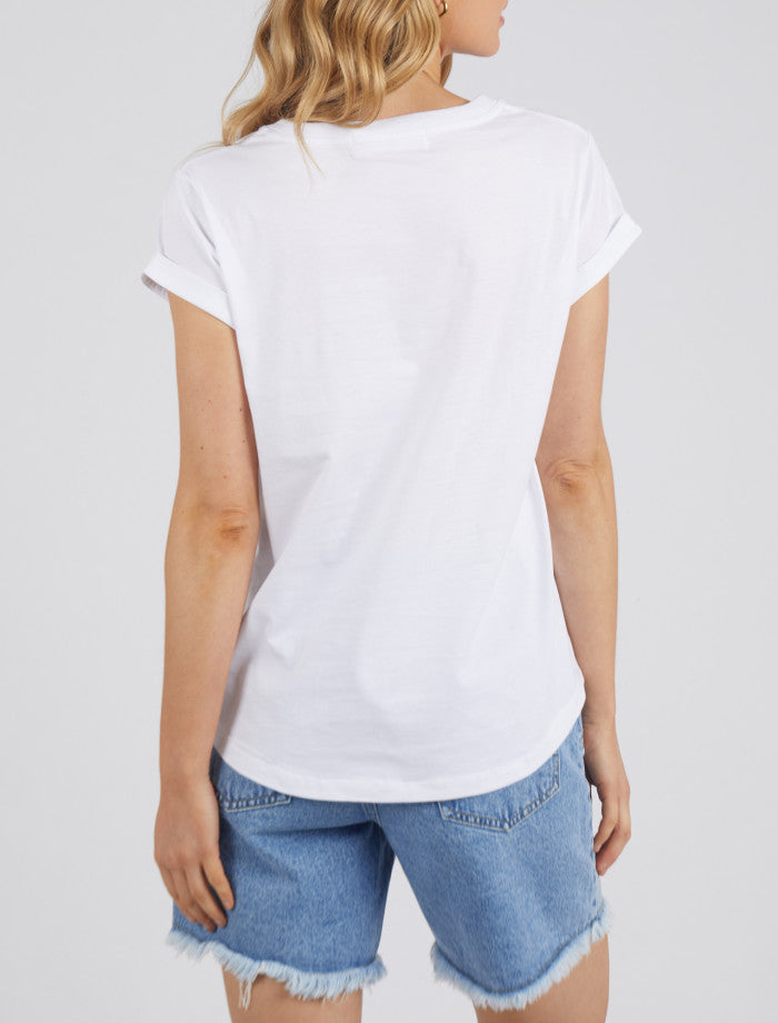 Women's White 100% Cotton Tee with V-Neckline | Foxwood