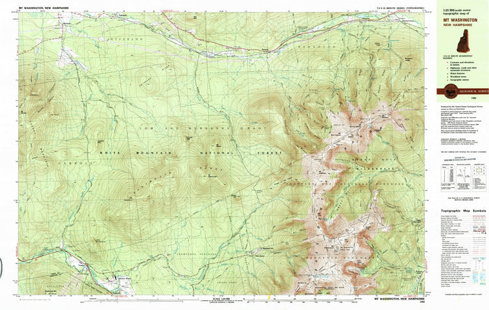 Map of Bretton Woods, New Hampshire by USGS, 1982 – Mount Washington & White Mountain National Forest