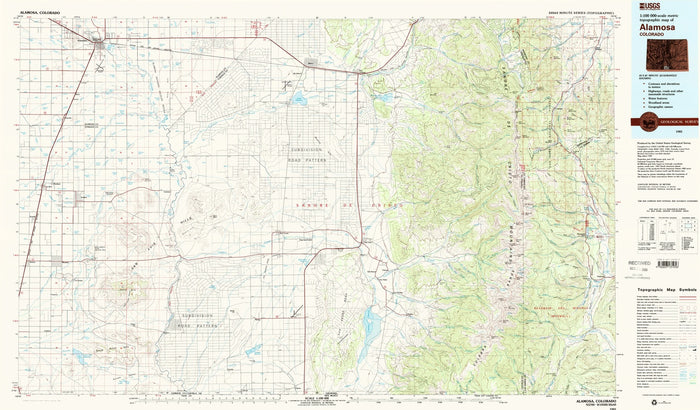 Map of Cuchara, Colorado by USGS, 1983 – Alamosa, Great Sand Dunes & San Luis Valley