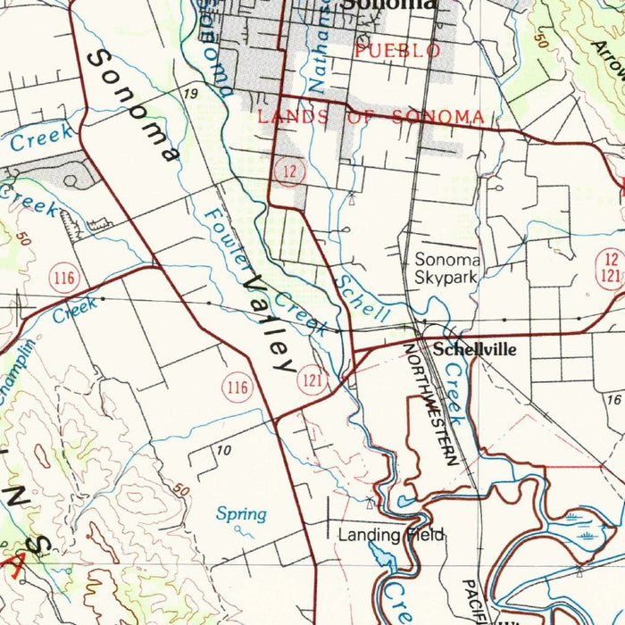 Map of Glen Ellen, California by USGS, 1983 – Sonoma, Napa Valley & San Pablo Bay