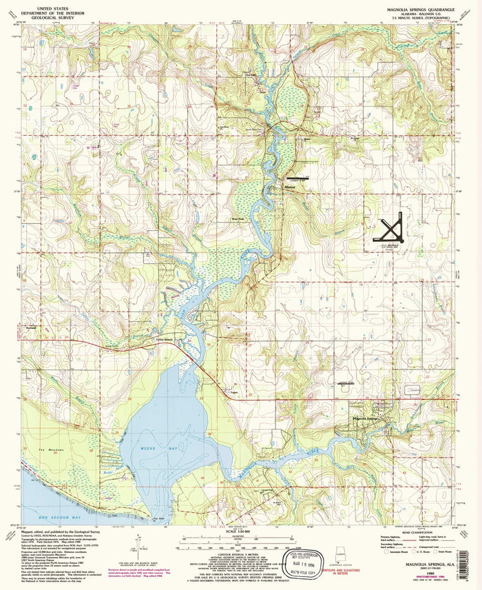Map of Magnolia Springs, Alabama by USGS, 1980 – Weeks Bay & Bon Secour Bay