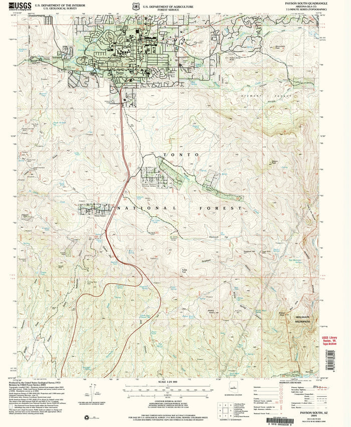 Map of Payson, Arizona by USGS, 2004 – Tonto National Forest & Mogollon Rim
