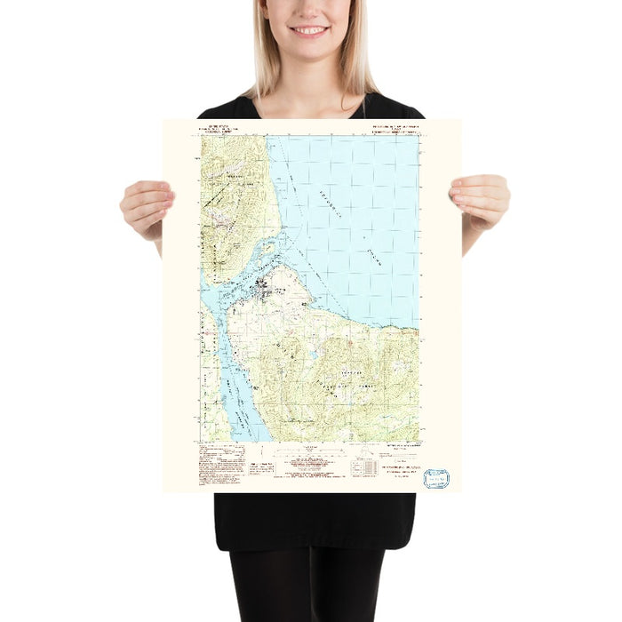 Map of Petersburg, Alaska by USGS, 1992 – Mitkof Island, Wrangell Strait & Frederick Sound