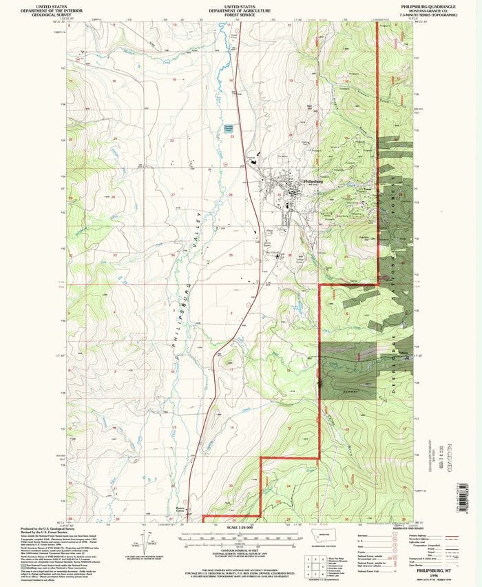Map of Philipsburg, Montana by USGS, 1996 – Flint Creek & Anaconda-Pintler Wilderness