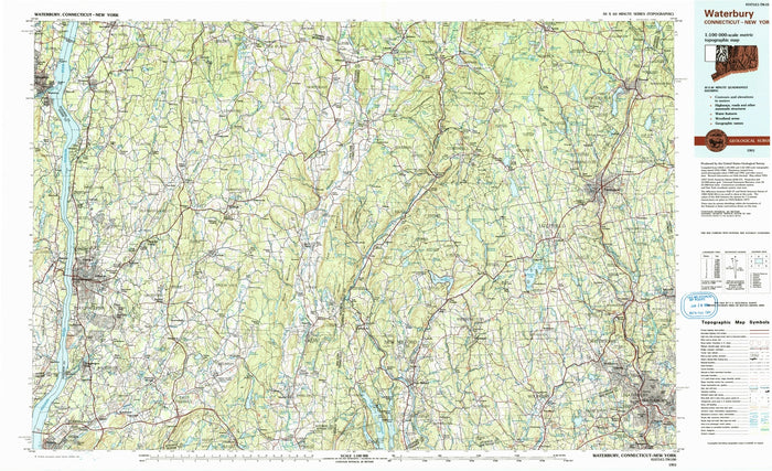 Map of Sharon, Connecticut by USGS, 1993 – Waterbury, Litchfield & Housatonic River