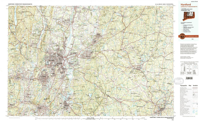Map of Storrs, Connecticut by USGS, 1994 – Hartford, Mansfield & Connecticut River