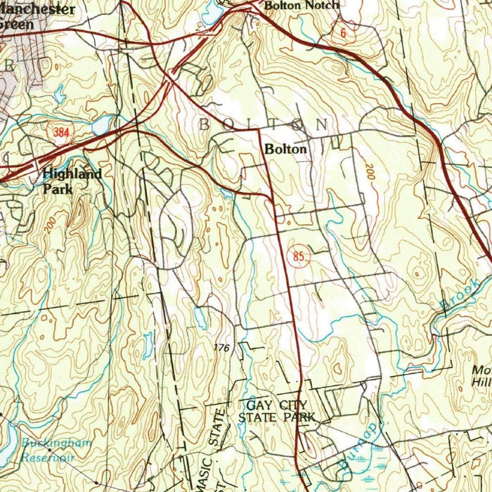Map of Storrs, Connecticut by USGS, 1994 – Hartford, Mansfield & Connecticut River