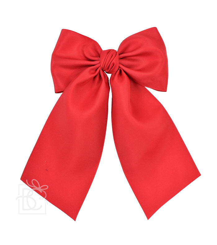 OPAQUE SATIN BOW W/ EURO KNOT & TAILS  ON AN ALLIGATOR CLIP - Premium  from Beyond Creations, LLC - Just $19! Shop now at Pat's Monograms