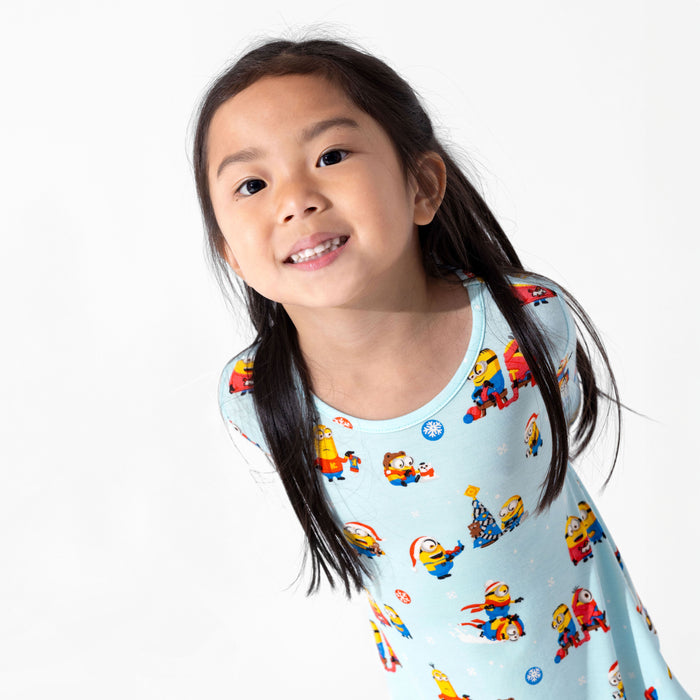 Merry Minions Holiday Bamboo Girls' Long Sleeve Dress
