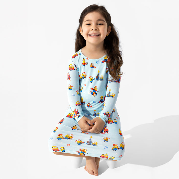 Merry Minions Holiday Bamboo Girls' Long Sleeve Dress