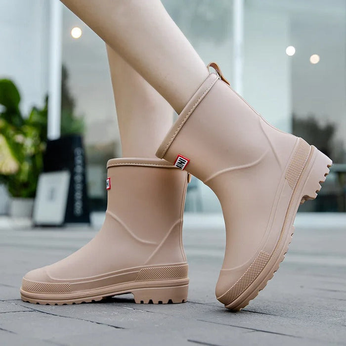 Mid-Cut Waterproof Rain Boots for Women – Stylish & Functional