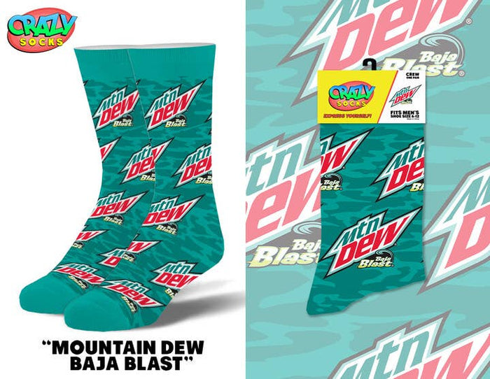Mountain Dew Baja Blast Novelty Crew Socks - Premium socks from Crazy Socks - Just $8! Shop now at Pat's Monograms