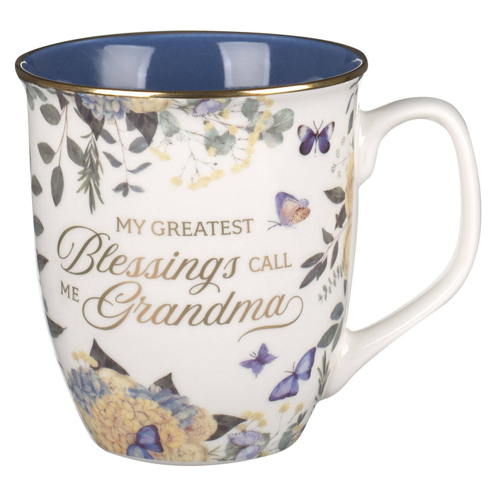 Mug Blue Floral Greatest Blessings Grandma Prov. 31:25 - Premium Christian Gift Items from Christian Art Gifts - Just $10.95! Shop now at Pat's Monograms
