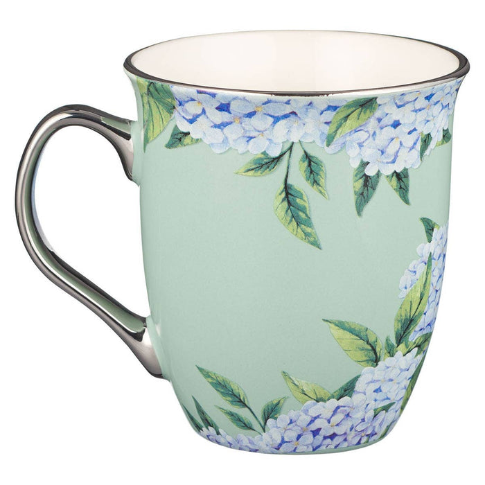 Mug Mint/Cream Hydrangea Helping Me Grow - Premium Christian Gift Items from Christian Art Gifts - Just $10.95! Shop now at Pat's Monograms