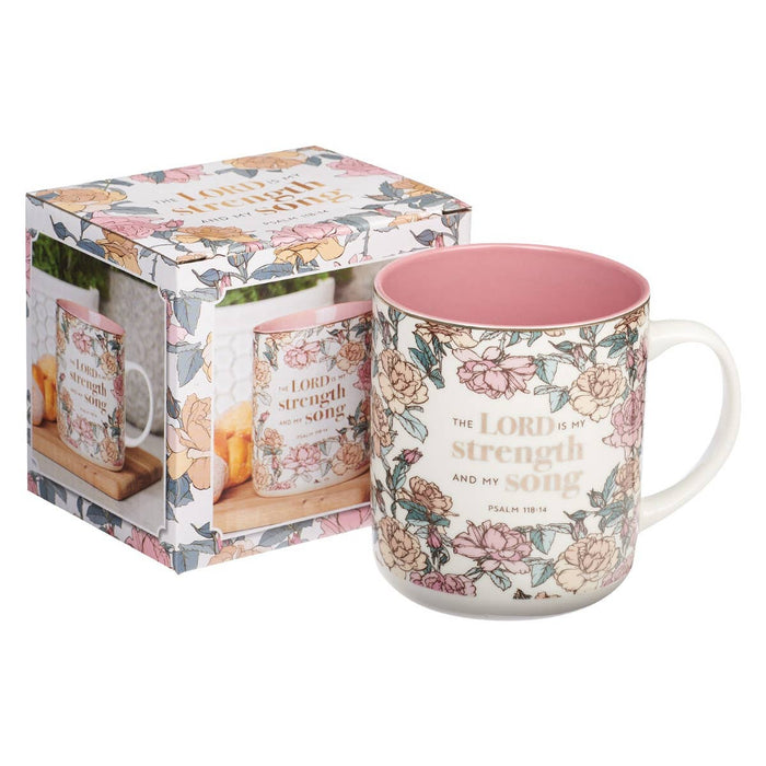 Mug My White/Pink Roses Strength & My Song Ps. 118:14 - Premium Christian Gift Items from Christian Art Gifts - Just $10.95! Shop now at Pat's Monograms