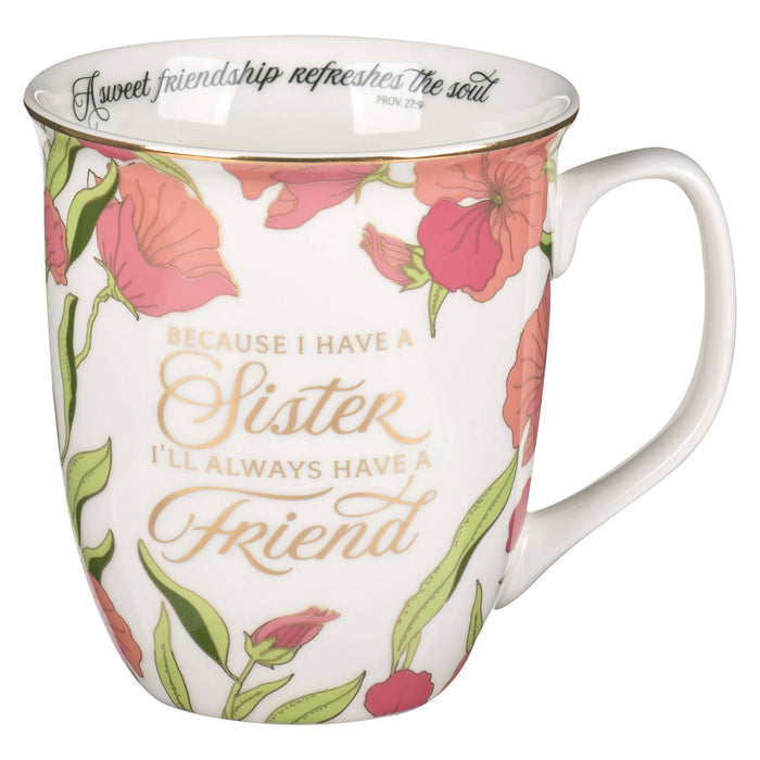 Mug Pink Sister, Always a Friend Prov. 27:9 - Premium Christian Gift Items from Christian Art Gifts - Just $10.95! Shop now at Pat's Monograms