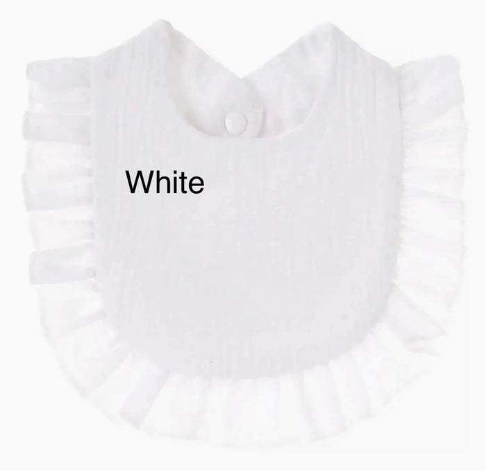 Muslin Ruffle Bib - Premium Baby Accessories from Zsa Zsa & LoLLi - Just $8.95! Shop now at Pat's Monograms