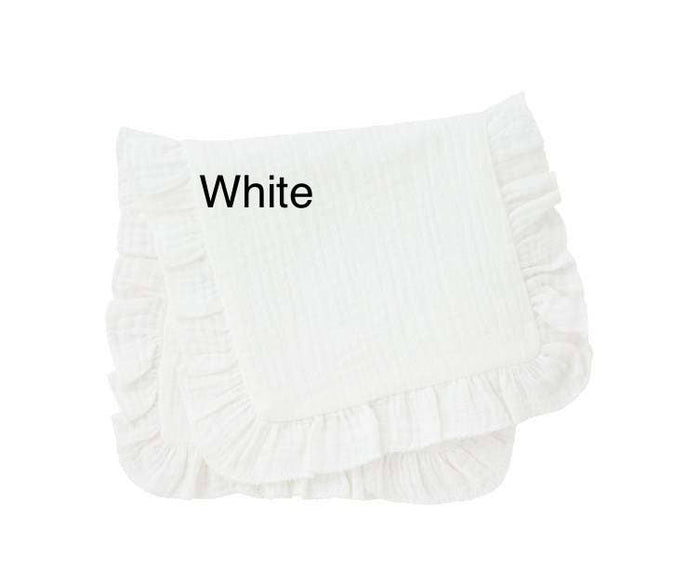 Muslin Ruffle Burp - Baby Gift, Shower Gift, Newborn - Premium Baby Accessories from Zsa Zsa & LoLLi Monogram Blanks - Just $9.95! Shop now at Pat's Monograms