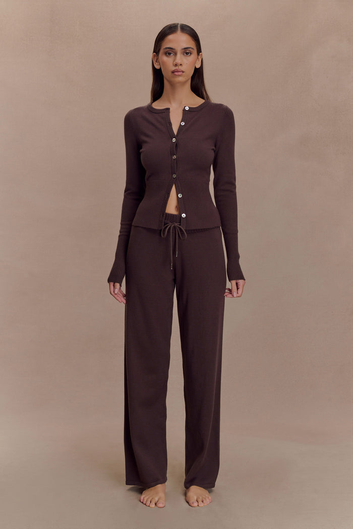 Natalya Knit Wide Leg Pants - Dark Chocolate
