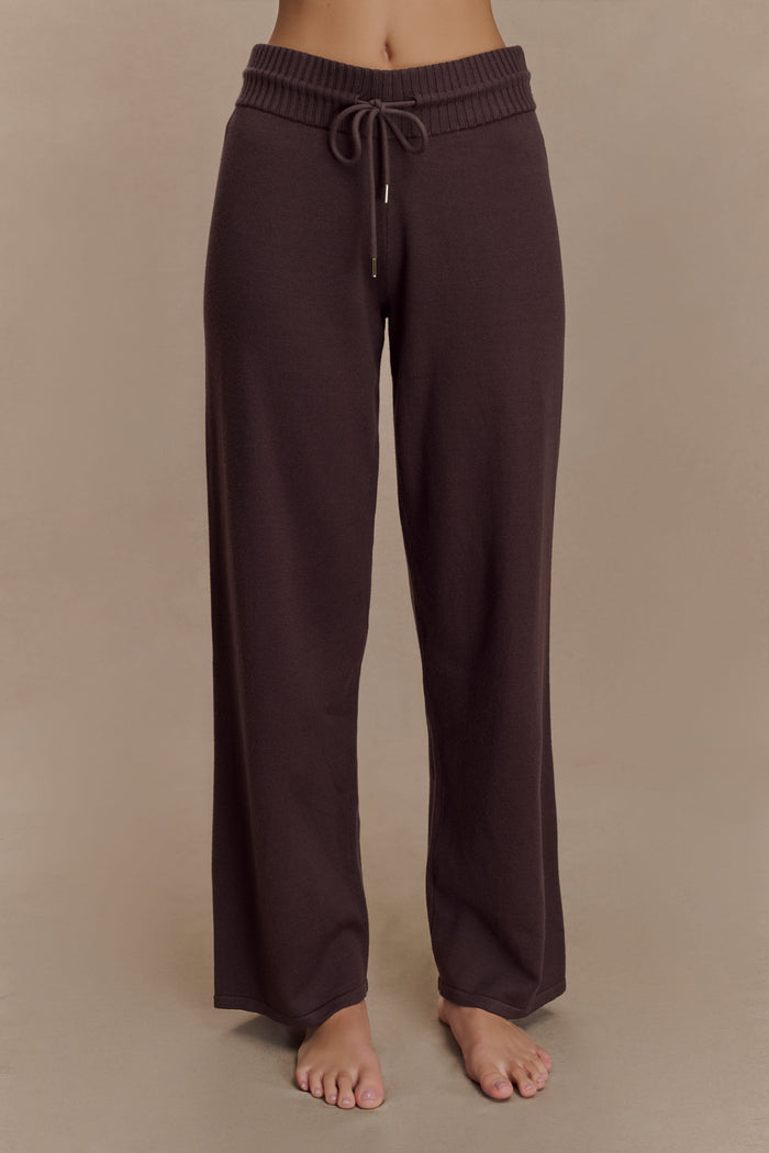 Natalya Knit Wide Leg Pants - Dark Chocolate