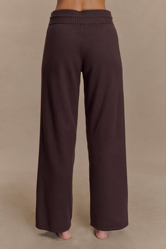 Natalya Knit Wide Leg Pants - Dark Chocolate