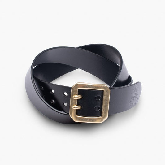 OGL Double Prong Garrison Buckle Leather Belt - Black OGL-BELT-FULL-DPGAR-BLK