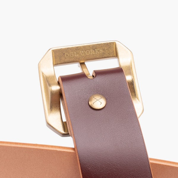 OGL Single Prong Garrison Buckle Leather Belt - Hand-Dyed Brown