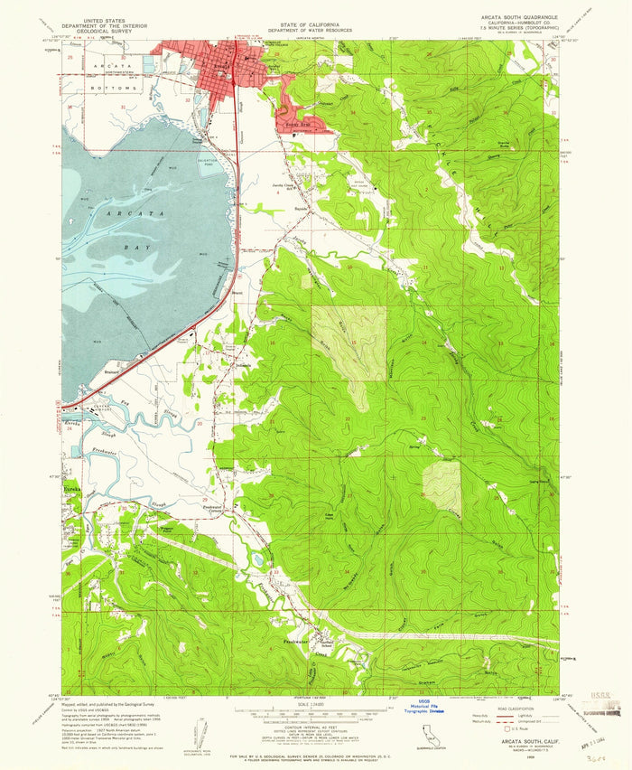 Old Map of Arcata, California by USGS, 1959 – Eureka, Humboldt Bay & Mad River