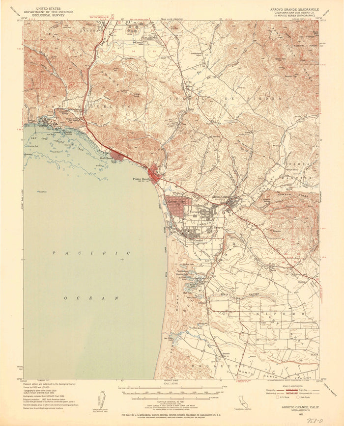 Old Map of Avila Beach, California by USGS, 1952 – Pismo Beach & Arroyo Grande