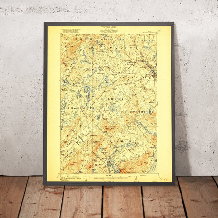 Old Map of Belfast, Maine by USGS, 1917 – Penobscot Bay, Searsport & Islesboro