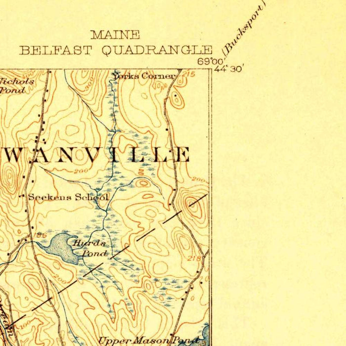 Old Map of Belfast, Maine by USGS, 1917 – Penobscot Bay, Searsport & Islesboro