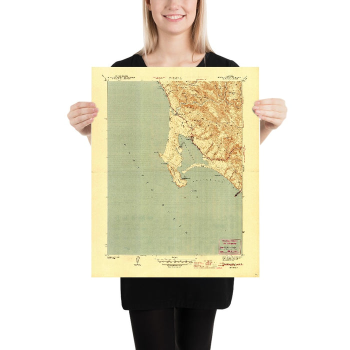 Old Map of Bodega Bay, California by USGS, 1944 – Bodega Head & Sonoma Coast