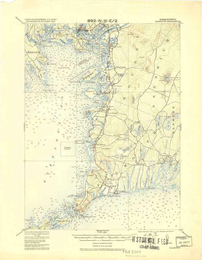 Old Map of Bourne, Massachusetts by USGS, 1920 – Falmouth, Sandwich & Cape Cod Canal