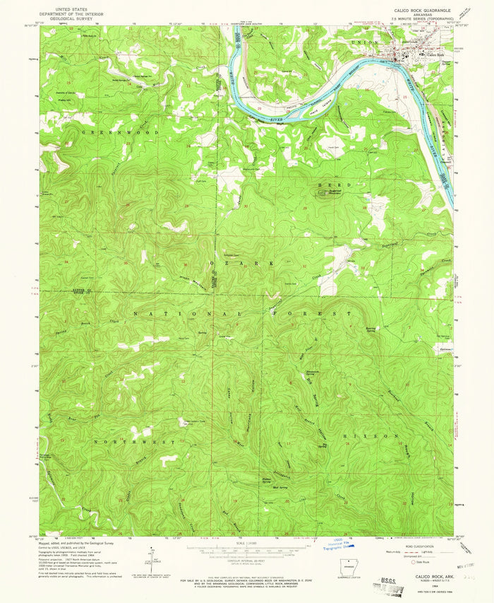 Old Map of Calico Rock, Arkansas by USGS, 1964 – White River & Ozark National Forest